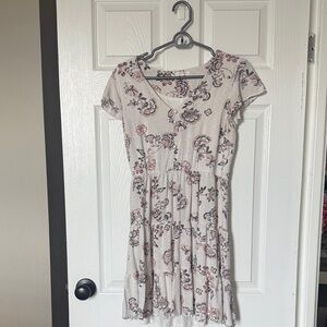 Maurices Pink and Gray Floral Mini Dress